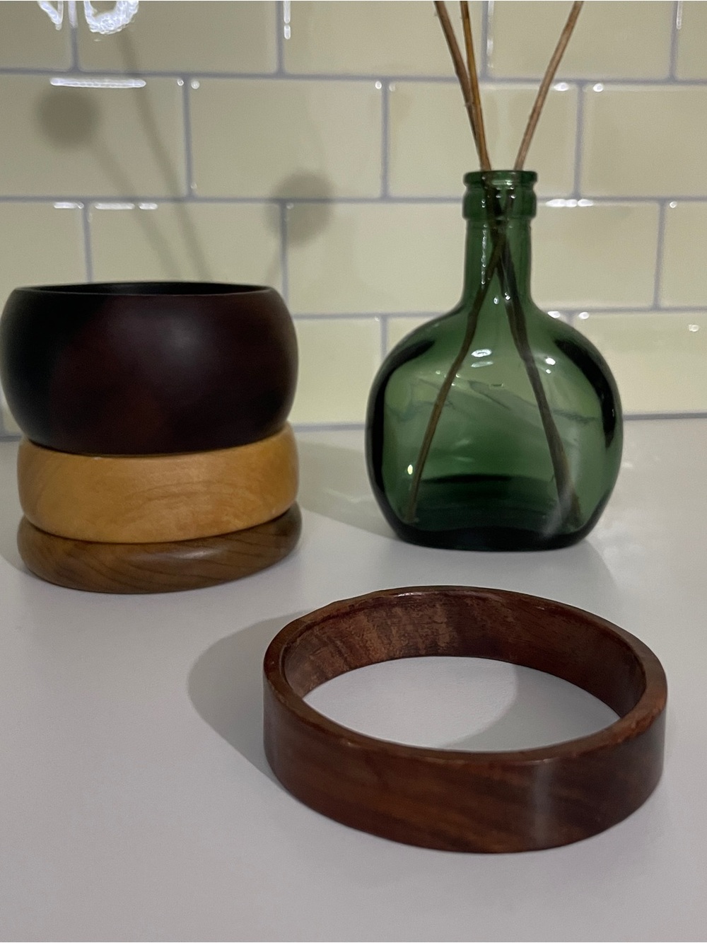 3/4" wide wooden bangle bracelet